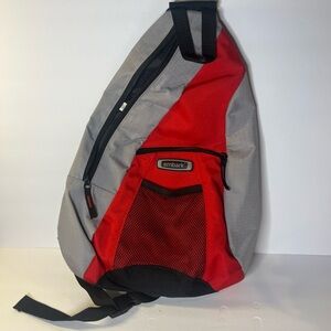Embark Sling Backpack Over the Shoulder Single Strap Bag Red Grey